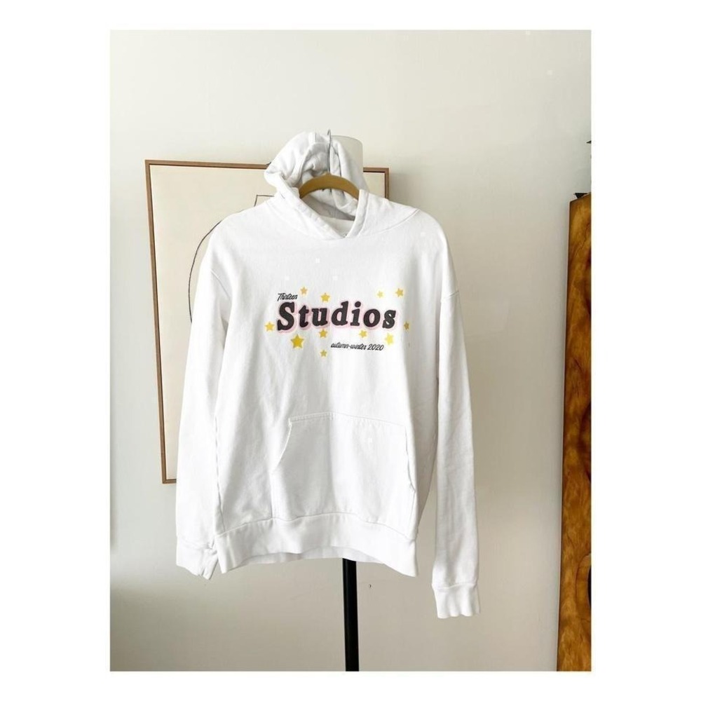 Thirteen Studios hoodie White‎ Logo Sweatshirt size Small